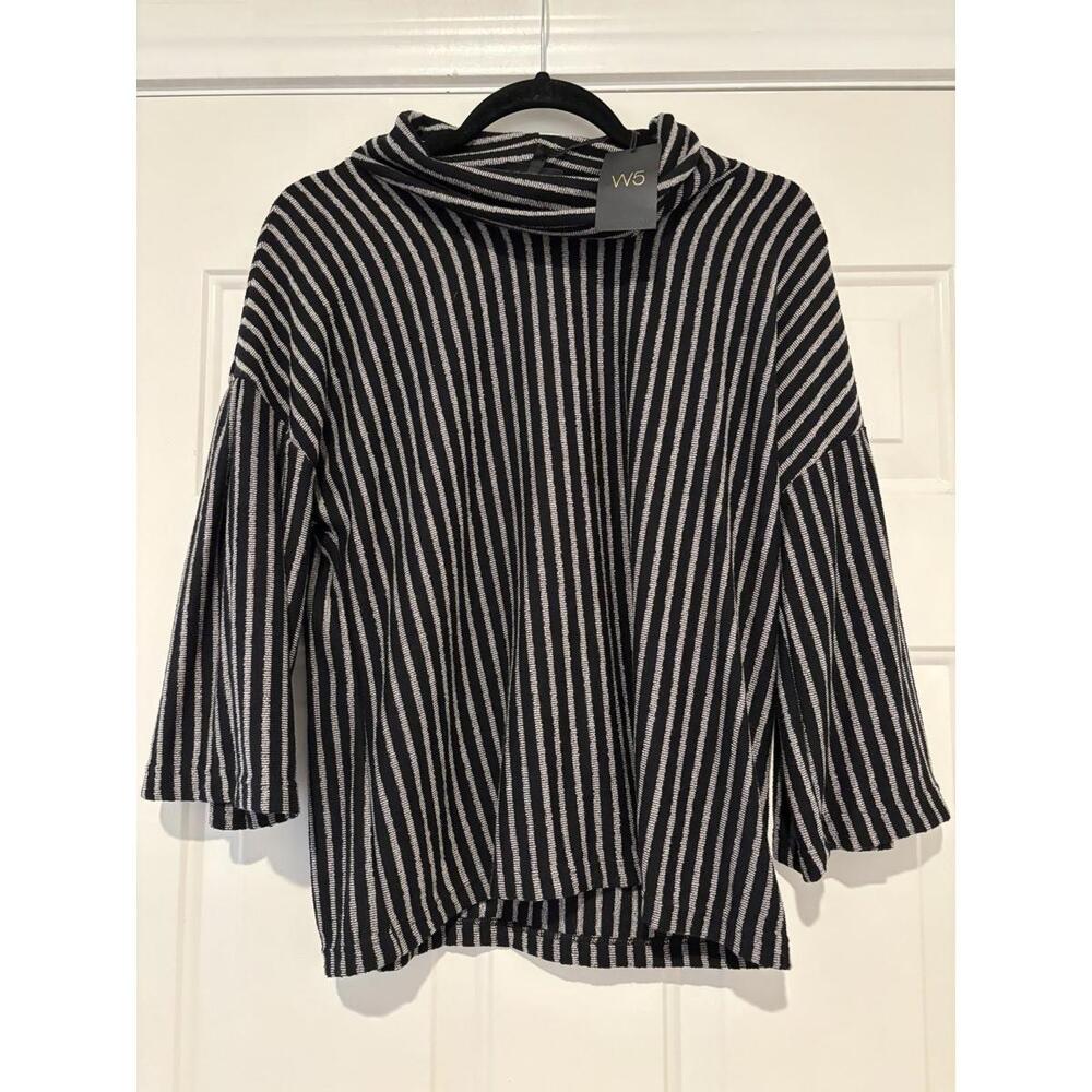 Women's sz M Anthropologie W5 black and silver shirt new with tags #757 - Picture 1 of 2